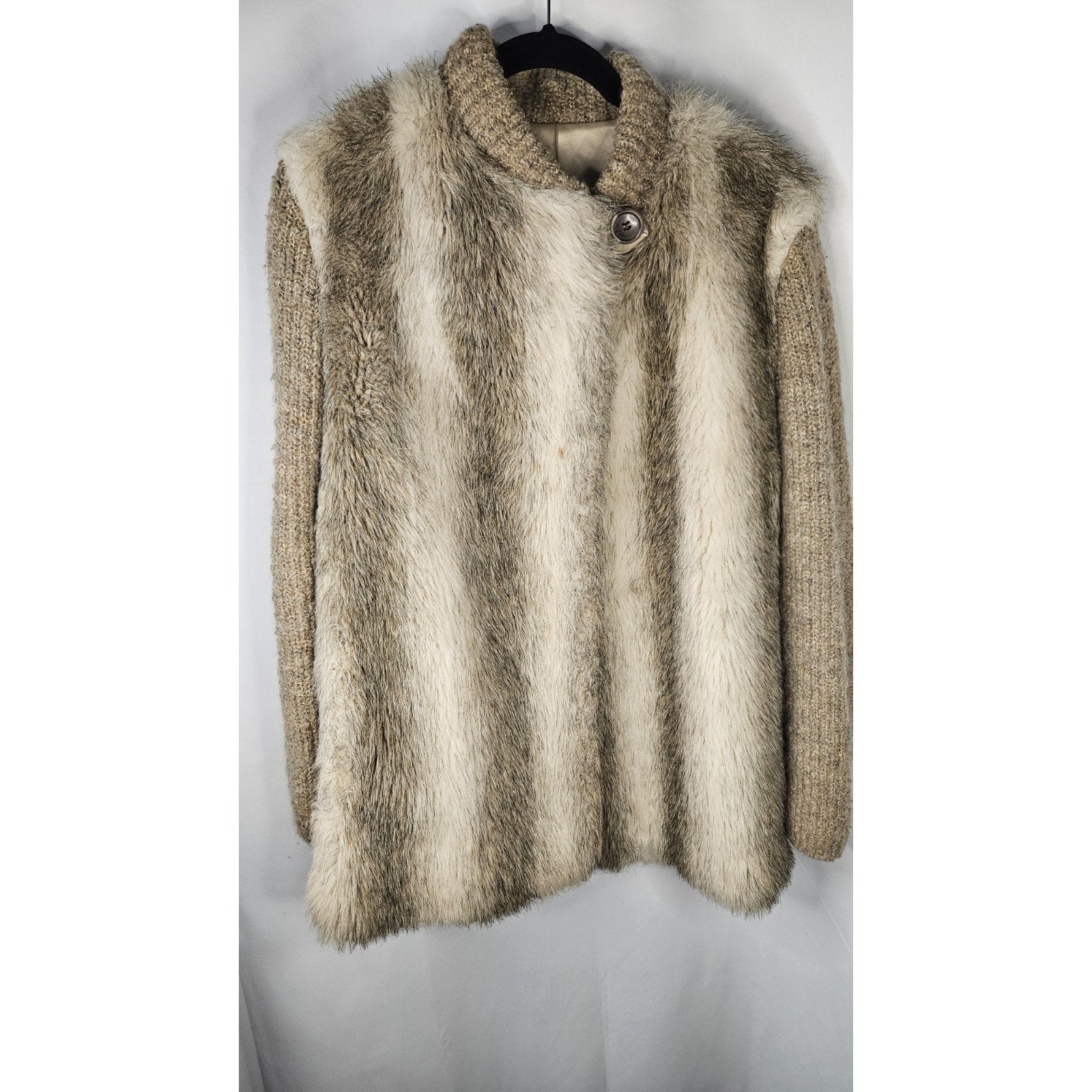 Vintage D'ESPRIT Dubrowsky & Perlbinder Faux Fur Wool Coat/Jacket Womens Size 14