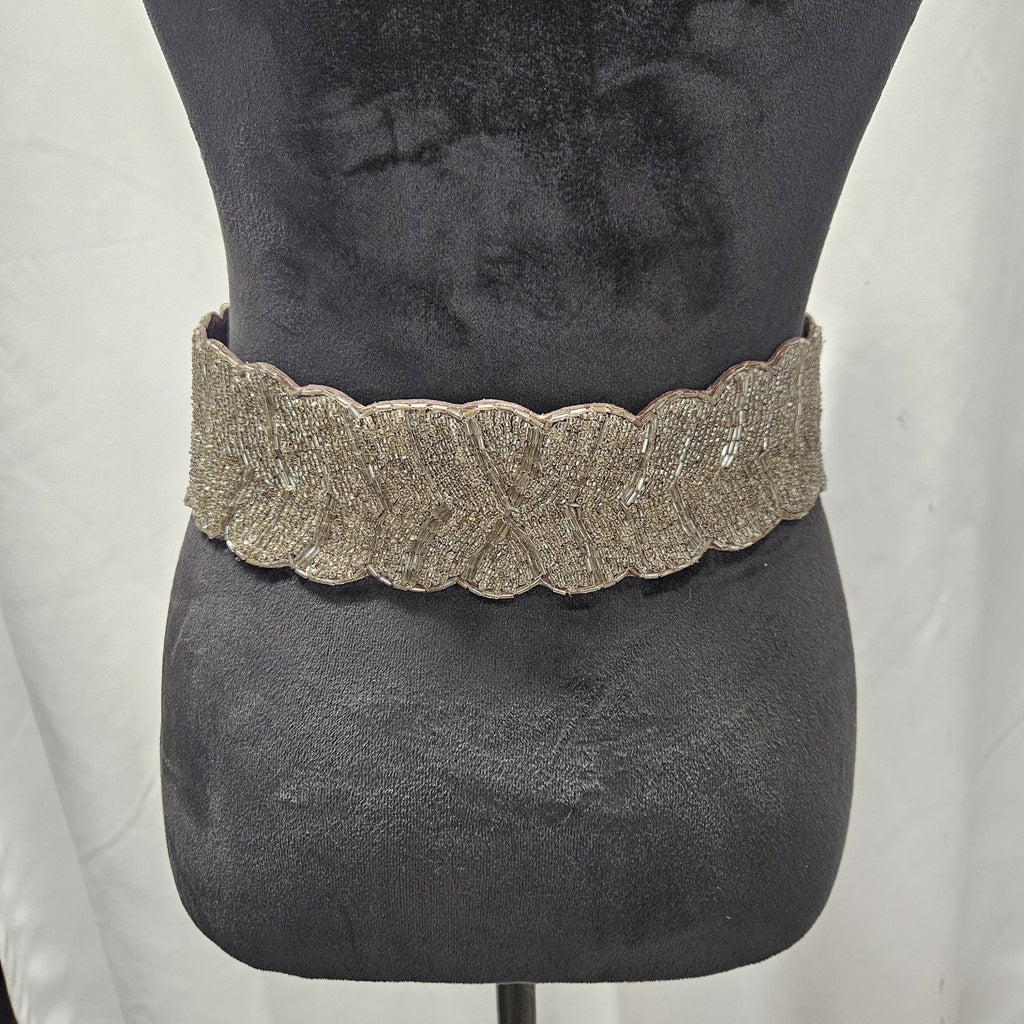 Jasper & Jeera Medium Anthropologie Corset Brown Leather Beaded Boho Belt Size S