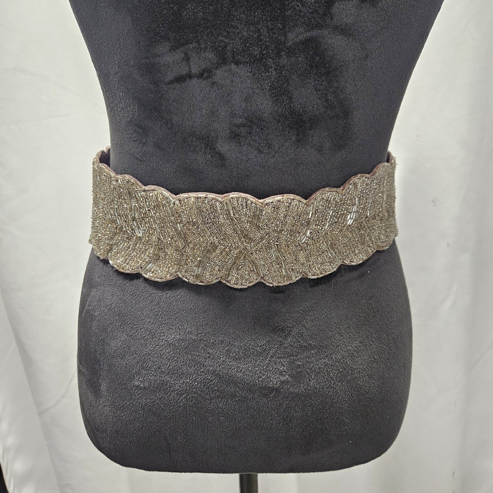 Jasper & Jeera Medium Anthropologie Corset Brown Leather Beaded Boho Belt Size S