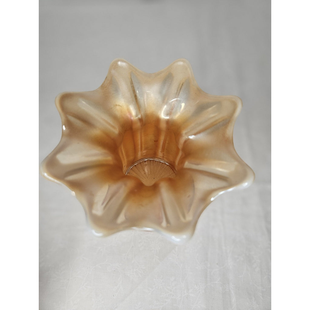 Antique Dugan Ladies Spitoon Wide Rib Autumn Orange Opal. Carnival Glass 5.25"