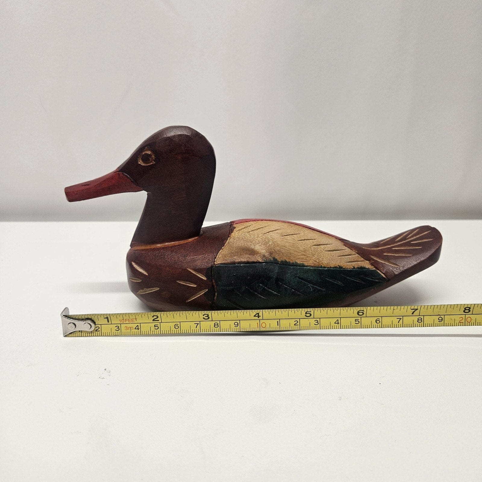 Vintage Duck Hand Carved Hand Painted Solid Wood Duck Rustic Hunter Cabin