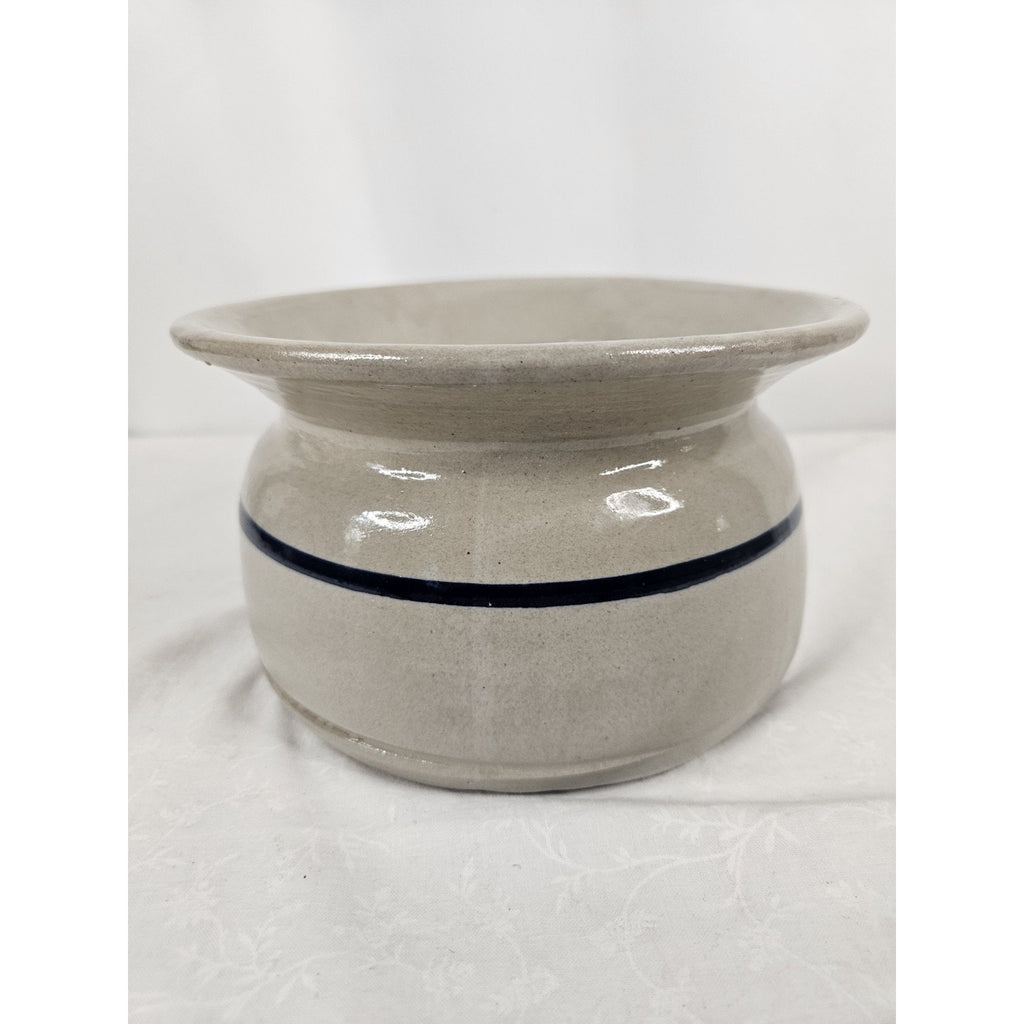 Antique Old Pottery Blue Band Crock Stoneware Spittoon Vintage Salt Glaze