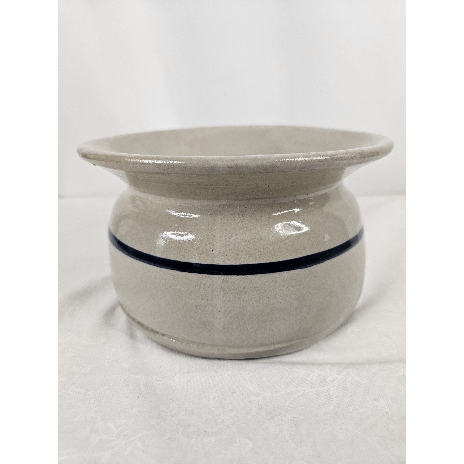 Antique Old Pottery Blue Band Crock Stoneware Spittoon Vintage Salt Glaze