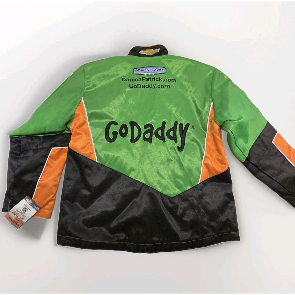 Vintage Go Daddy Nascar Racing Jacket Danica Patrick Kid SM Black Green Chase NWT