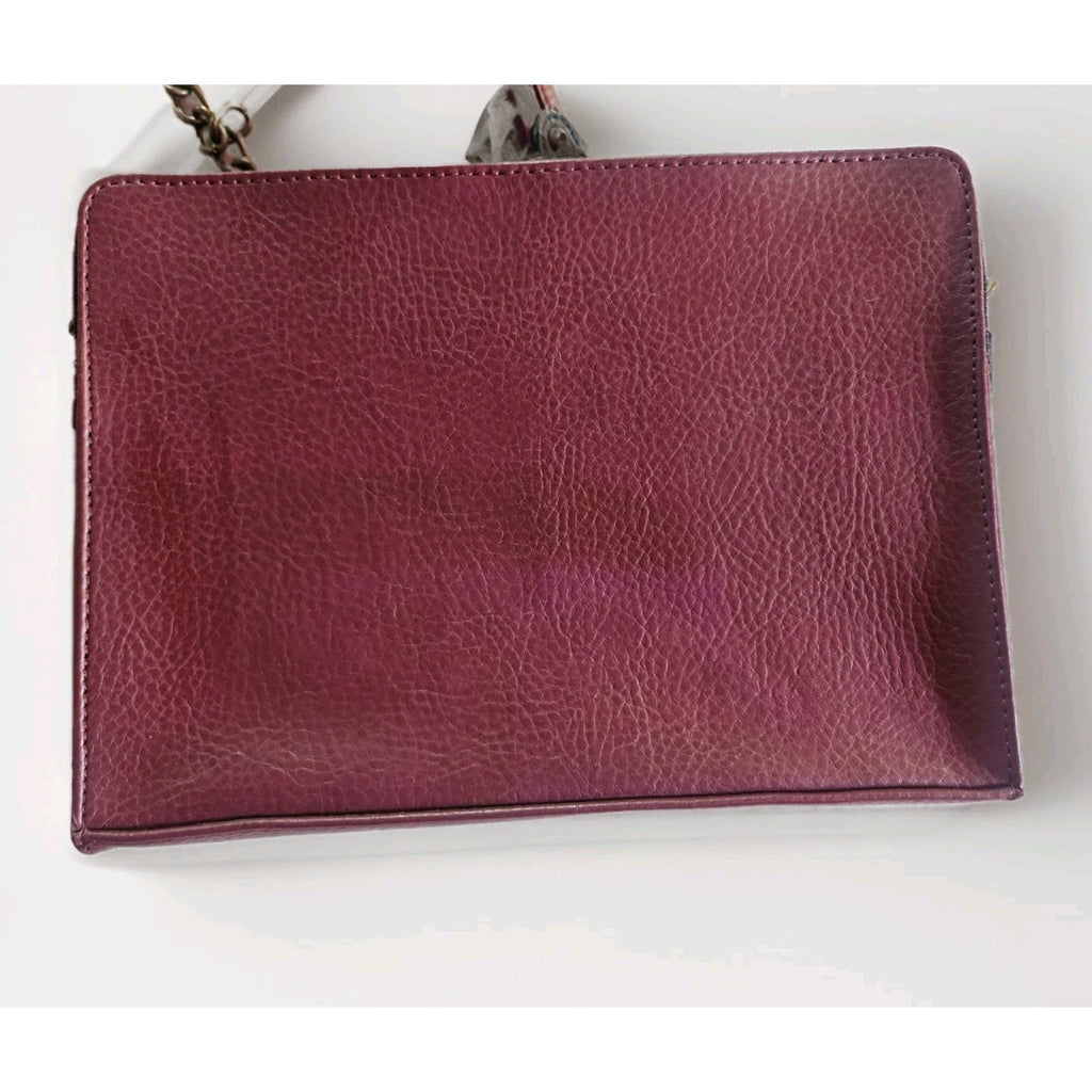 Burgundy BoeJack Design Crossbody Purse w Chain Strap & Pattern