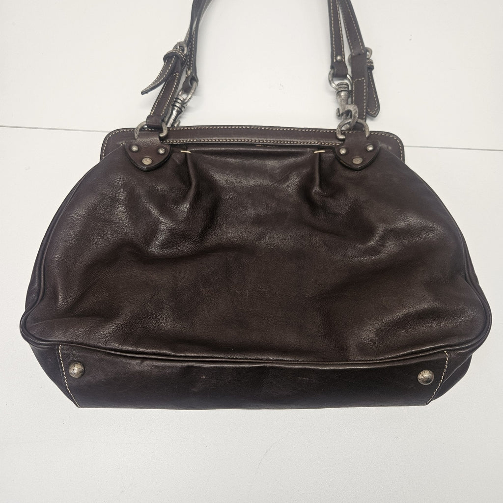 Vintage Leather Bag Dimoni Chocolate Brown Shoulder Handbag Satchel Purse