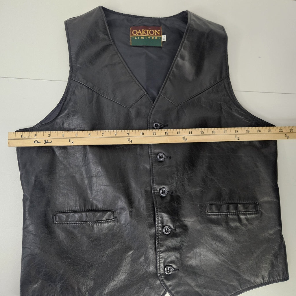Oakton Limited 44" Tall LT Black Leather Vest Vintage Biker Motorcycle Vest