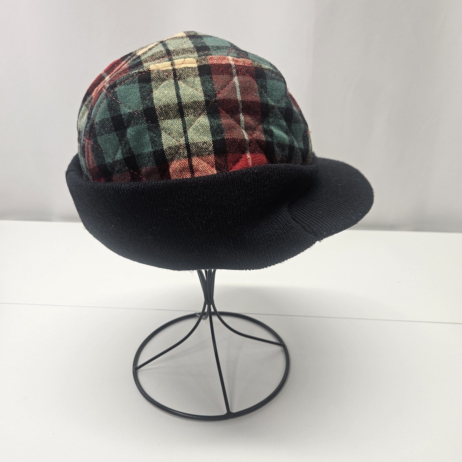 Vintage Pendleton brim hat, multicolor red navy flannel size medium retro unisex