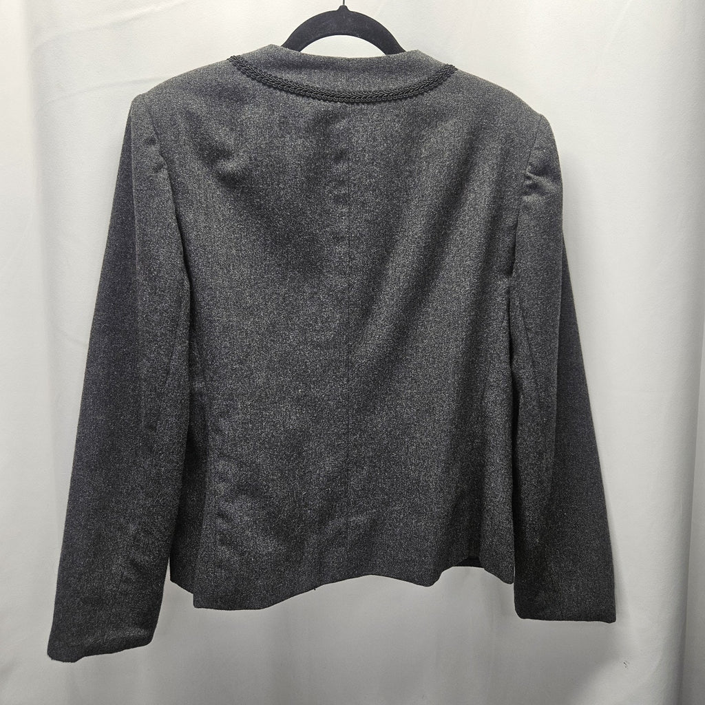 Union Made Vintage Women's Gray Wool Blend Braid Trim Blazer Size 12 USA Made