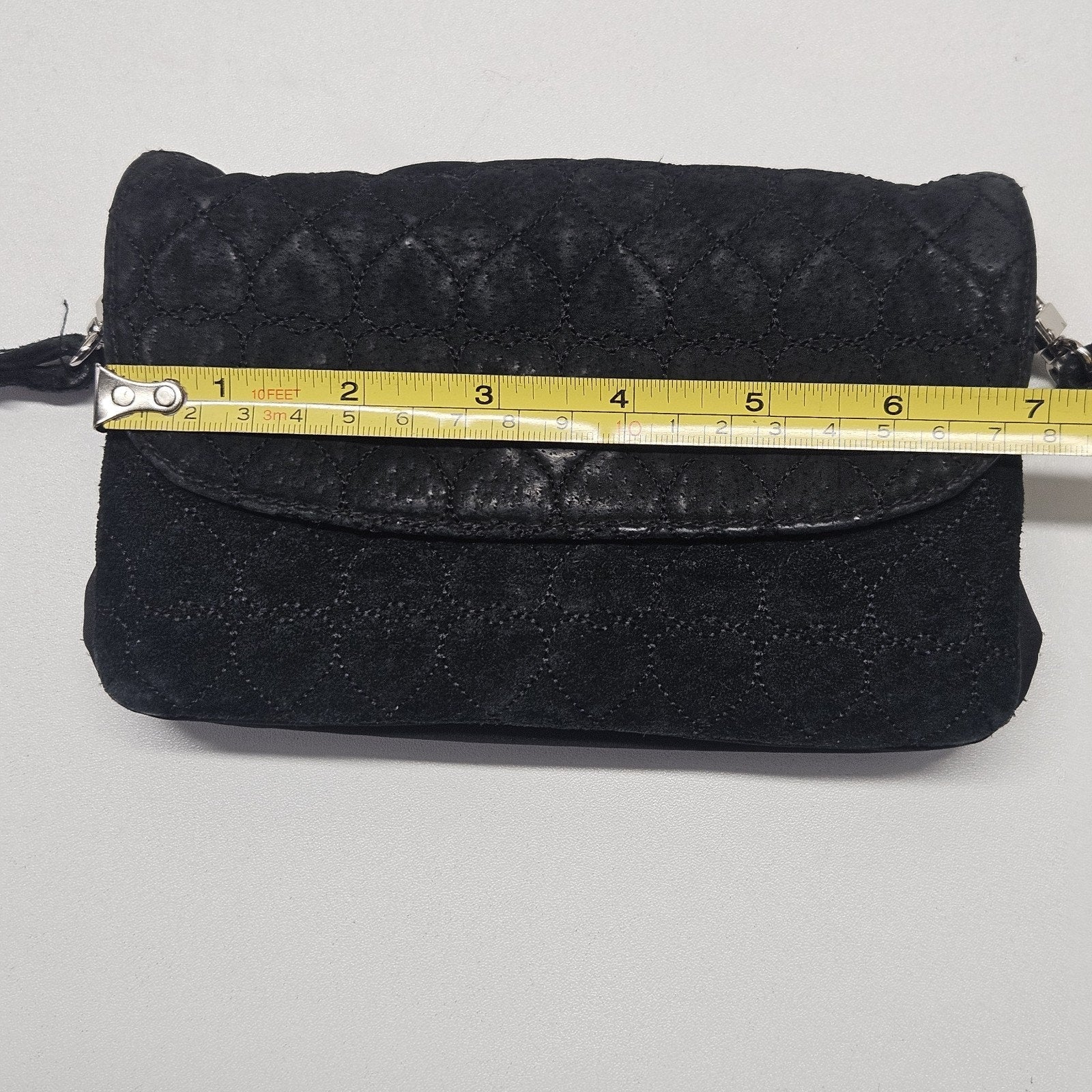 Vintage Wilsons Leather Maxima Black Suede Crossbody Quilted 90s Y2K Goth Grunge