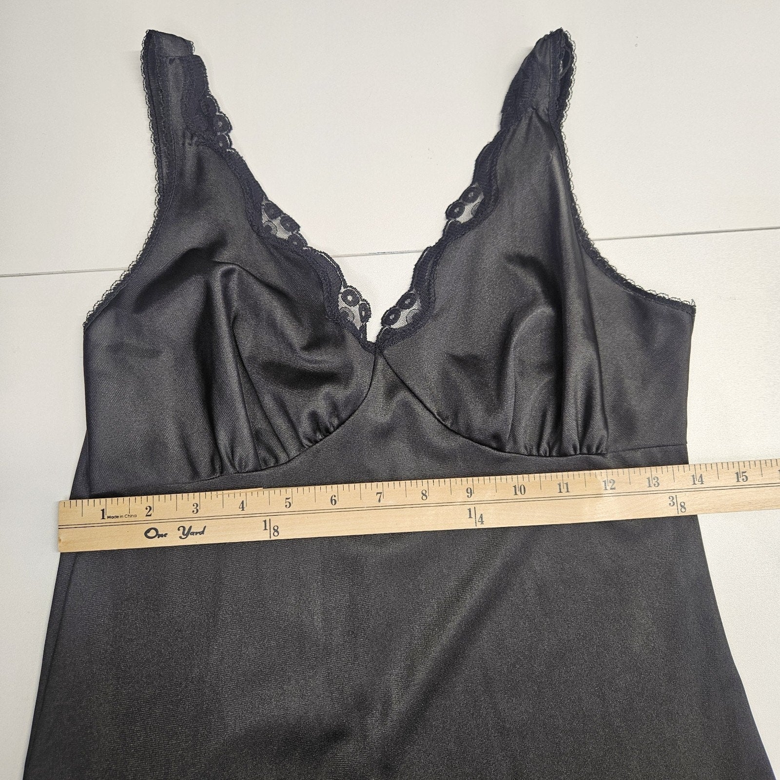 Vintage Warners Womens Small 34 Black Mini Slip Lingerie Spaghetti Strap Dress