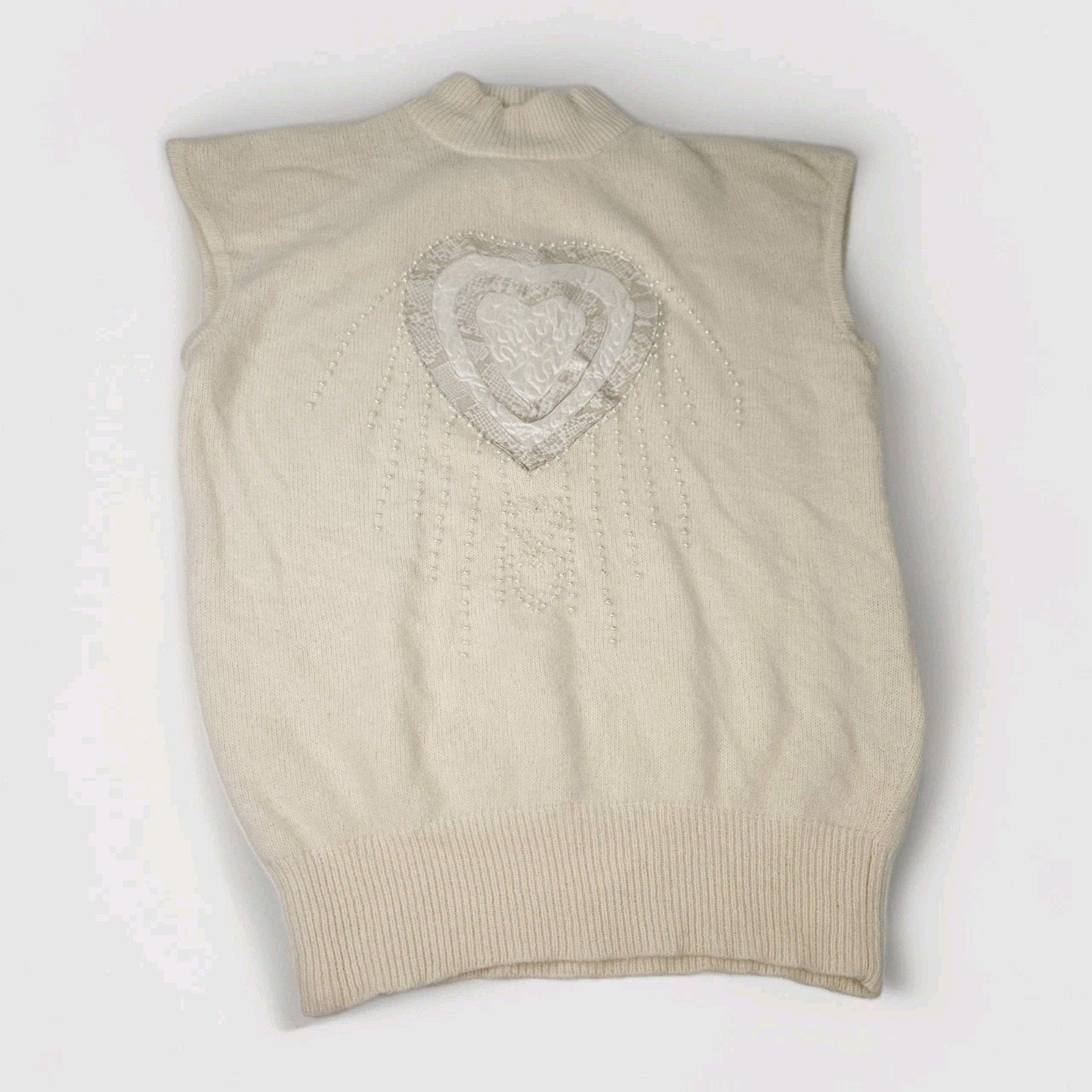 Dells Knit Embroidered Beaded Agona Wool Blend Vintage Sweater Vest Medium
