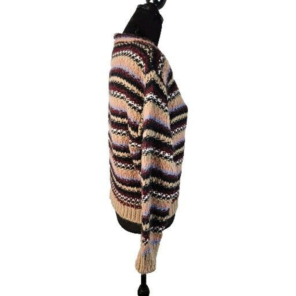 Anthropologie Elsamanda Sm Chunky Stripe Knit Alpaca Wool Blend Sweater Italy B4