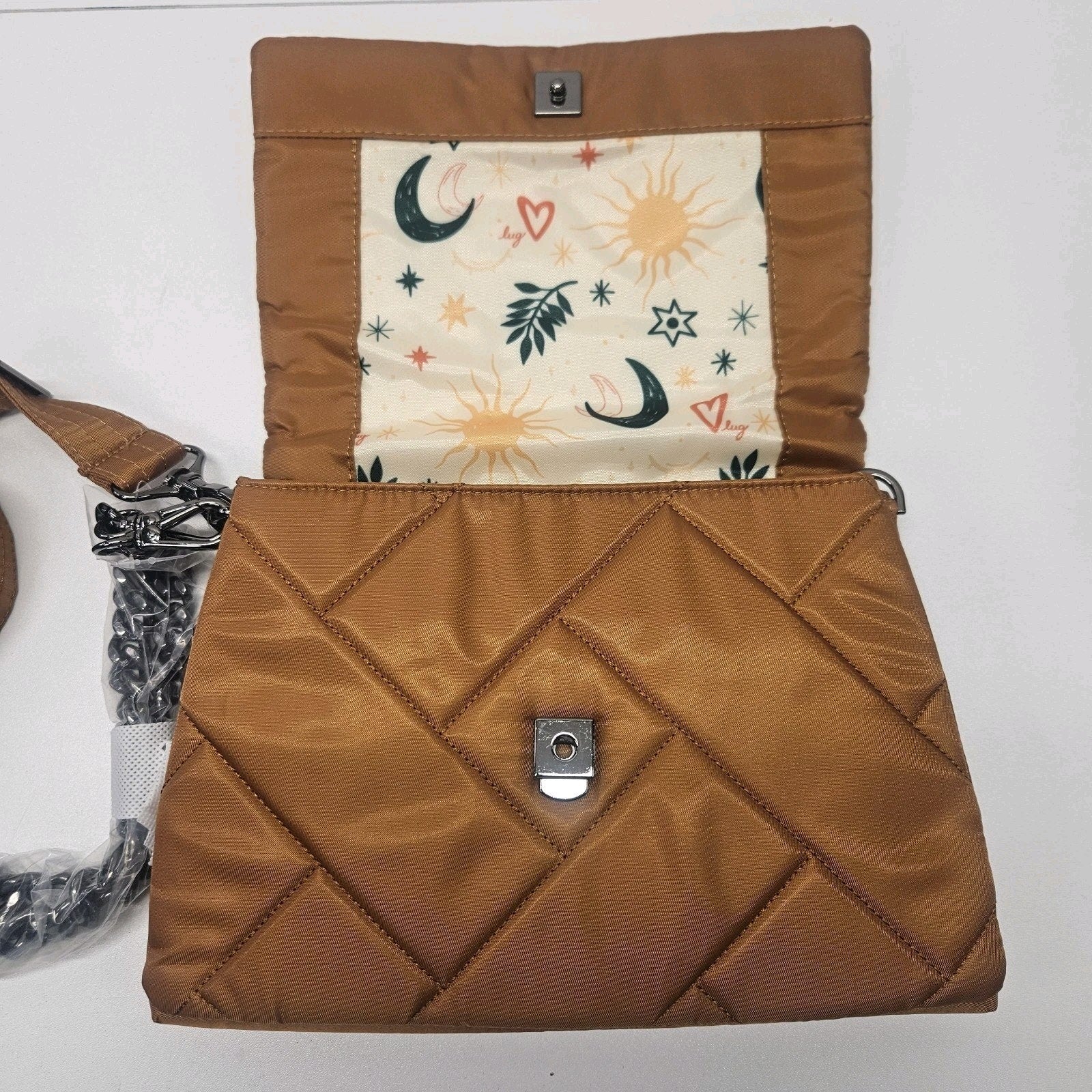 Nwt Lug Plie Crossbody Bag Cappuccino Quilted Utility Athleisure Chain Strap