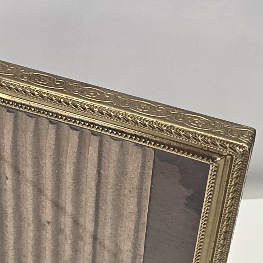 VTG 1970s Folding Photo Frame 5x4 Standing Rectangle Gold-Tone Double-Picture