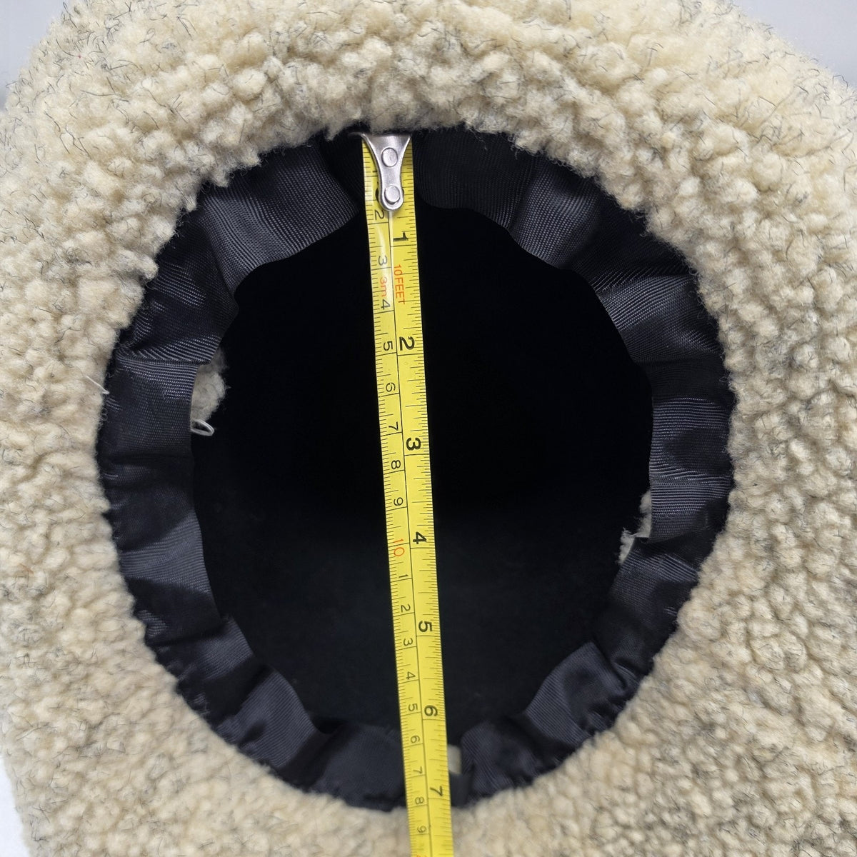 Vintage Black Wool Felt Cloche Bucket Hat Tan Contrasting Fuzzy Faux