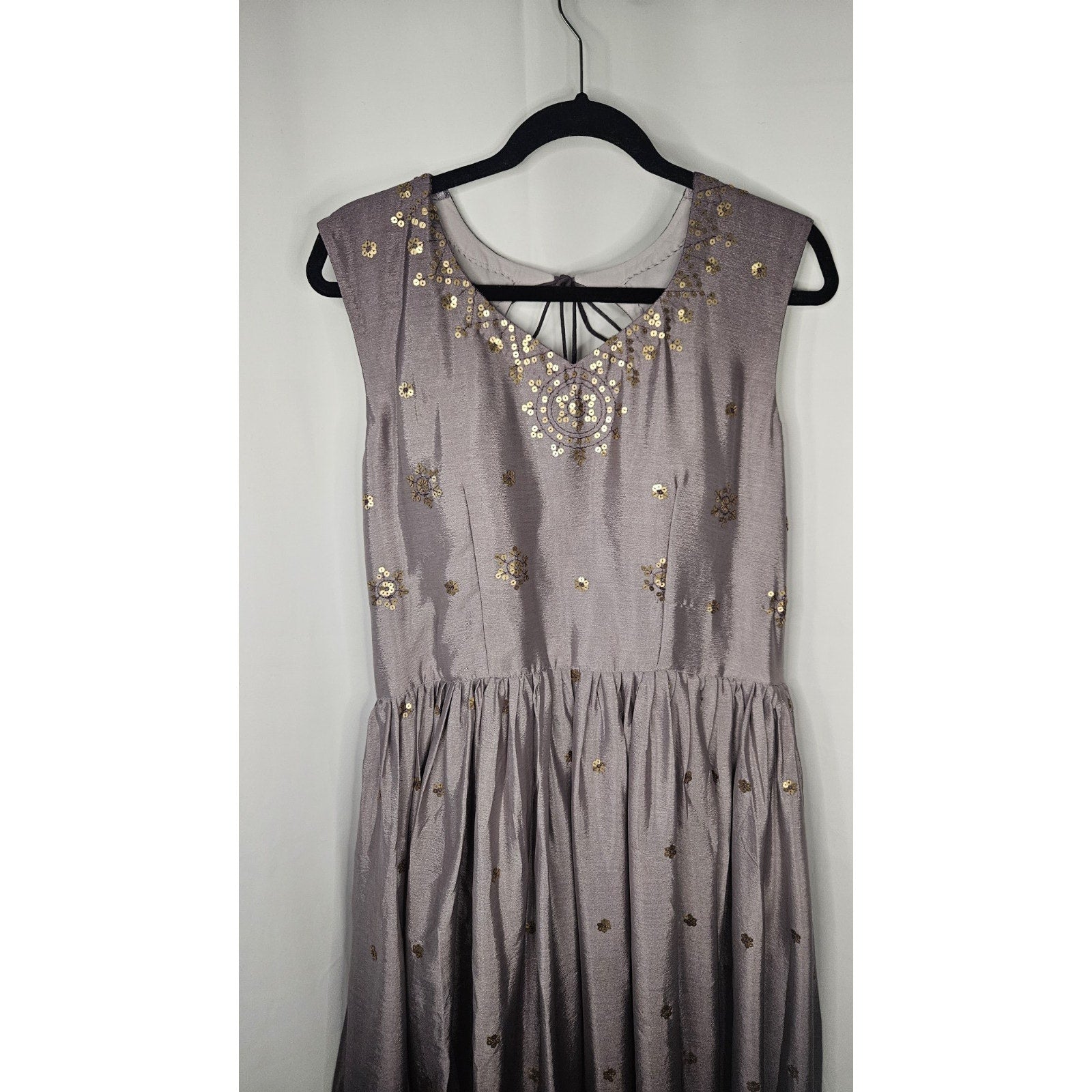 Panash Purple Embroidered Sleeveless Anarkali Suit w Sheer Dupatta Sz 36 US Med