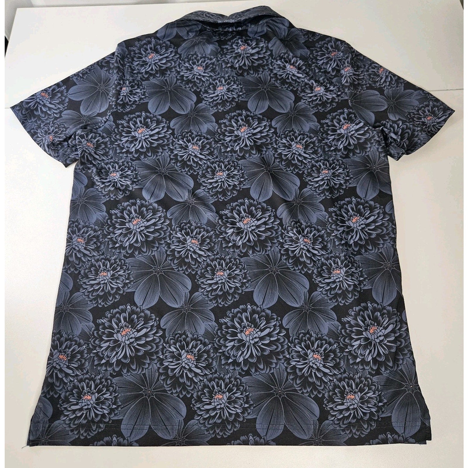 Sunday Swagger Polo Shirt Mens Small Black Floral AOP Stretch Performance Golf