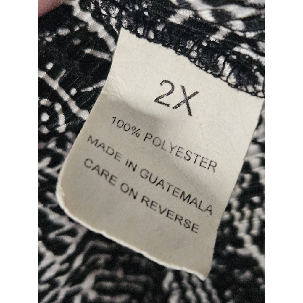 Briggs New York 2PC Set Womens Plus Black & White Blouse/Top W Maxi Skirt Sz 2X