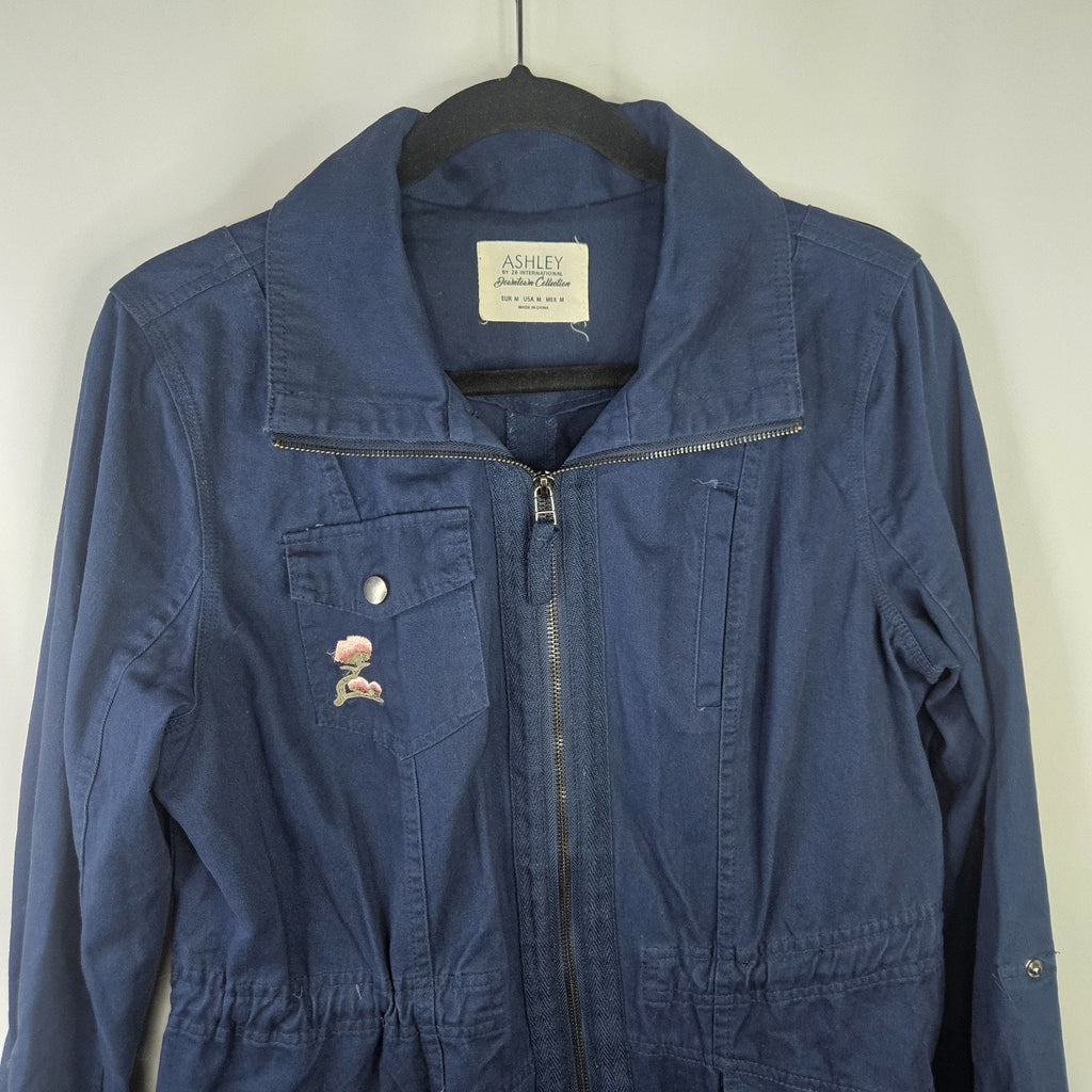 Ashley By 26 International Jacket Womens Medium Blue Utility Downtown Collection