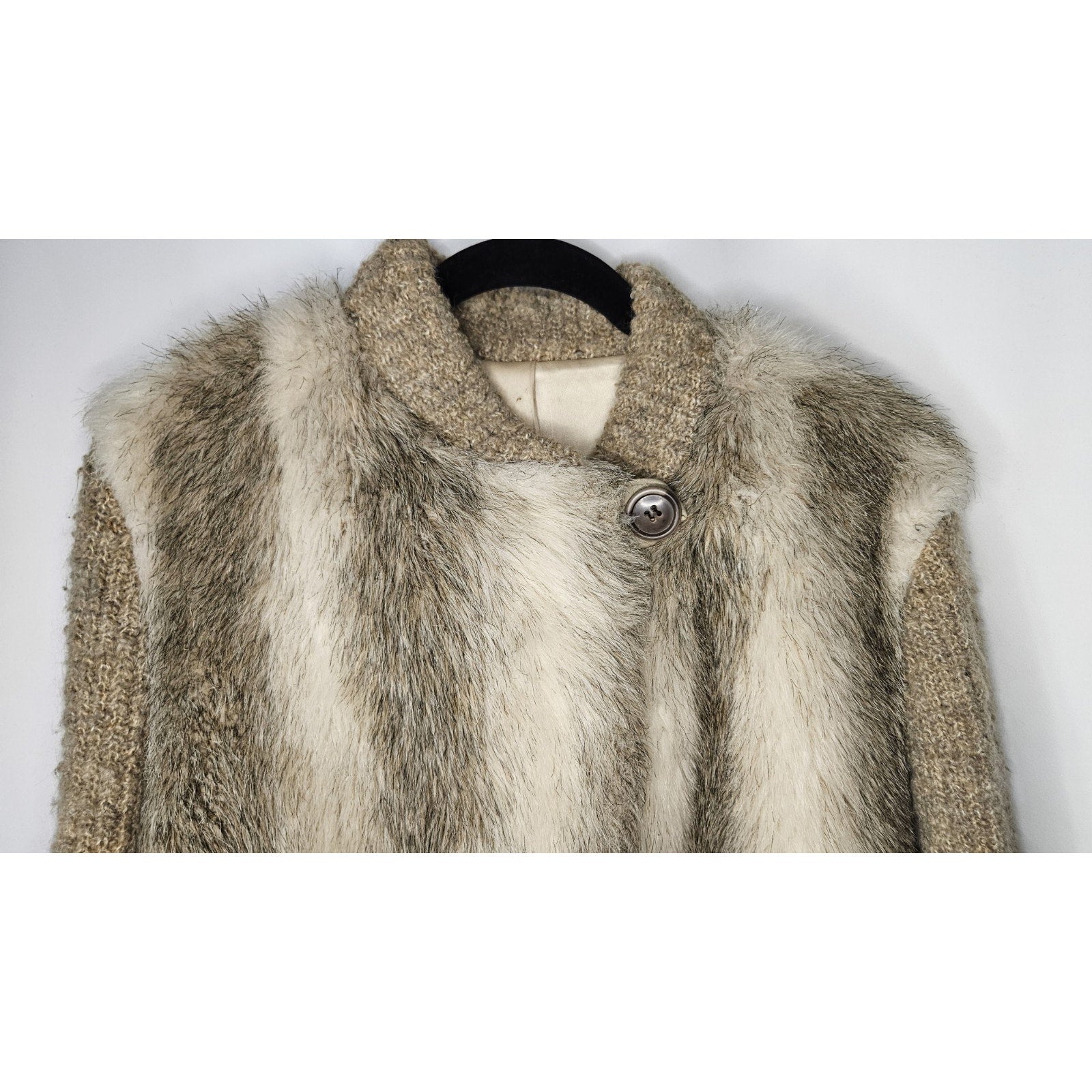 Vintage D'ESPRIT Dubrowsky & Perlbinder Faux Fur Wool Coat/Jacket Womens Size 14