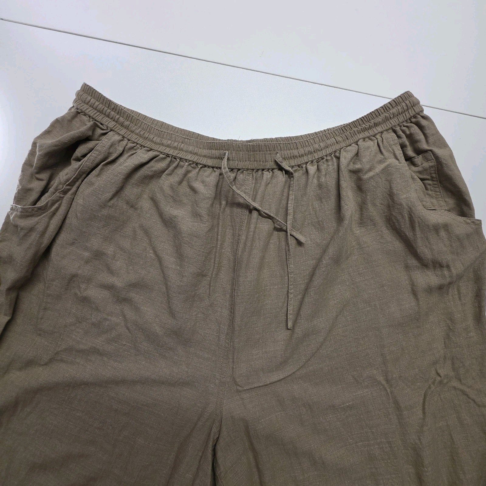 Beige Pull On Lightweight Wide Leg Chino Maggie Barnes Womens Pants Plus Size 2X