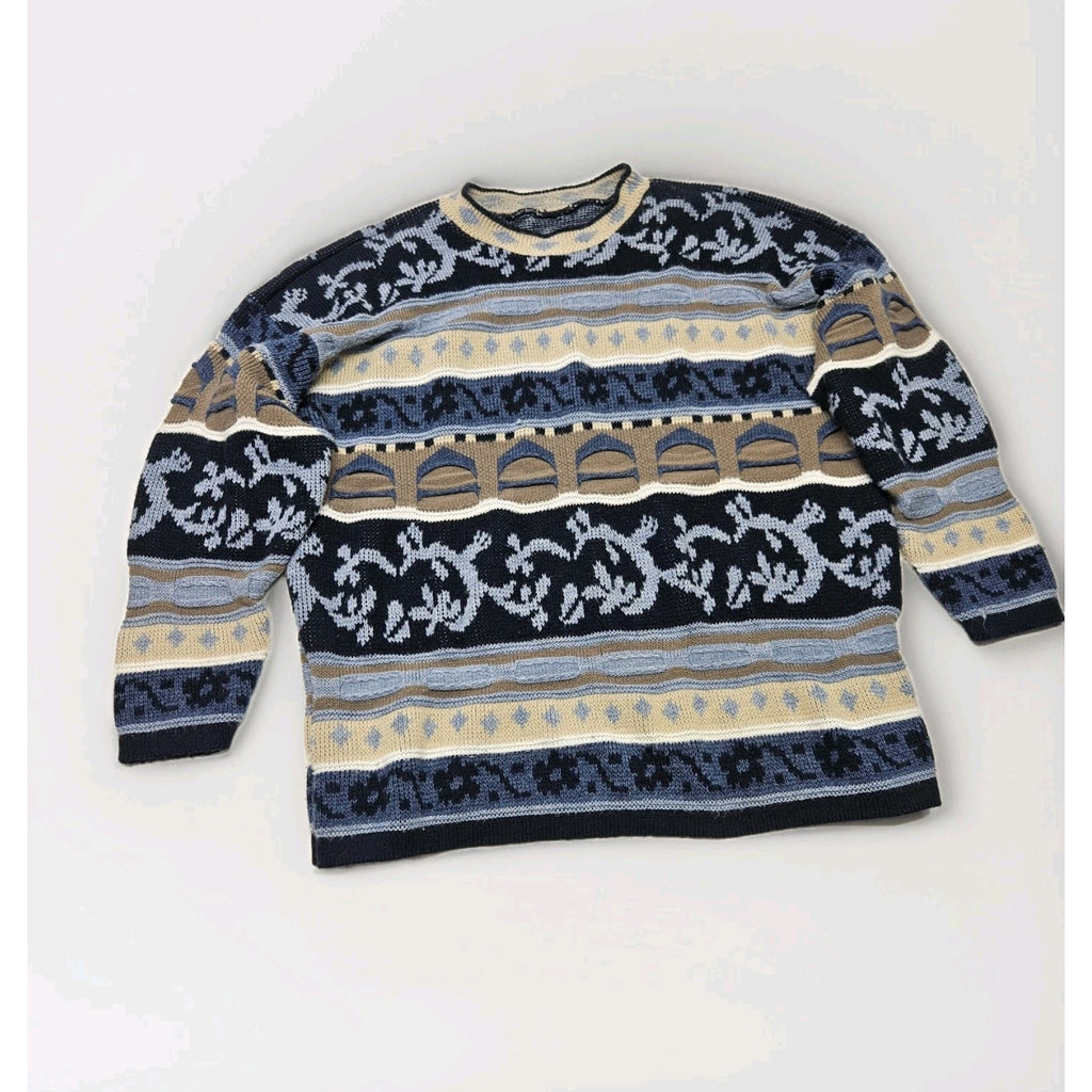 Vintage Abstract Geometric Pattern Knit Unisex Size XL Grandpa Ugly Sweater