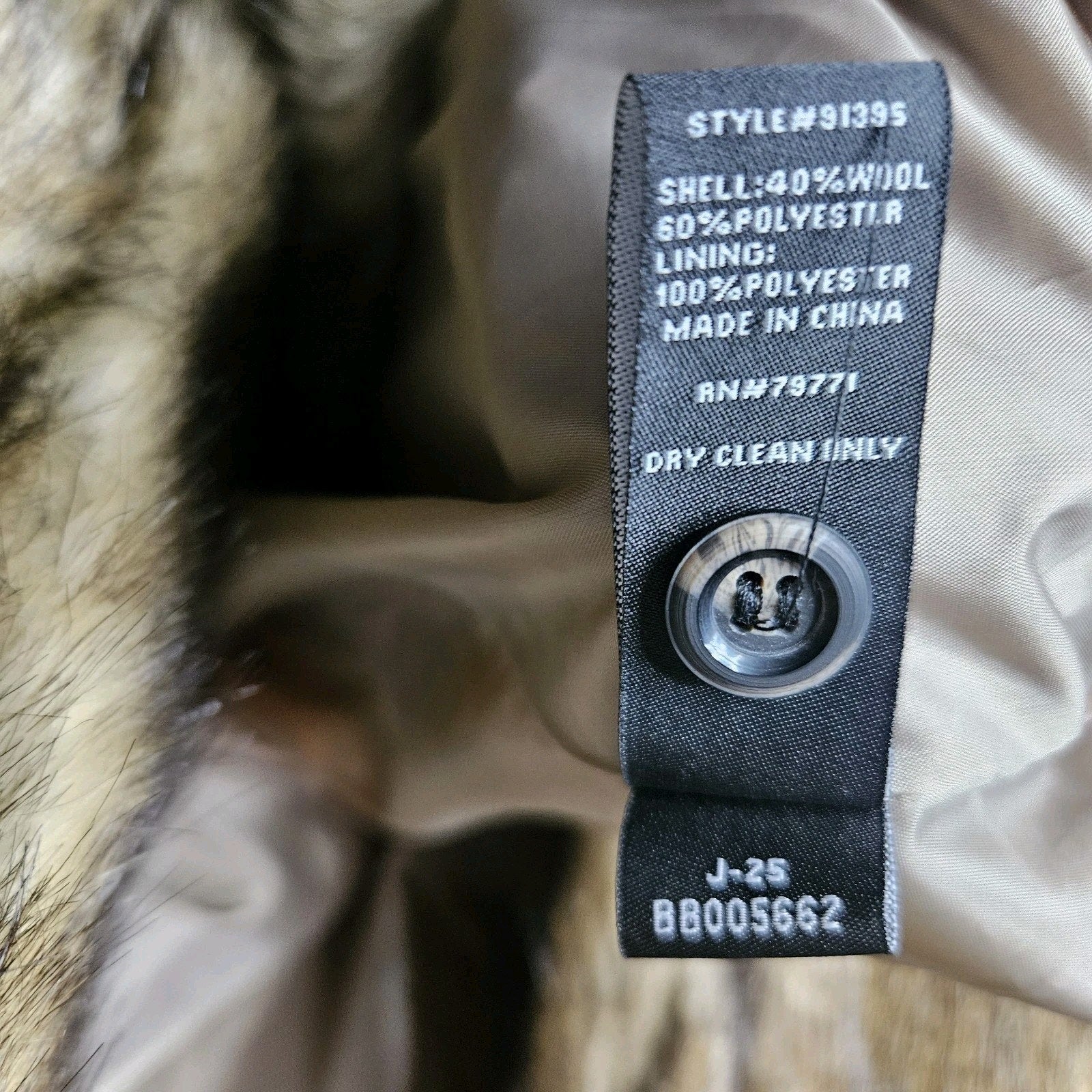 Jordan Craig Black Label Tan Long Faux Fur Trim Wool Blend Coat Womens Plus 2X