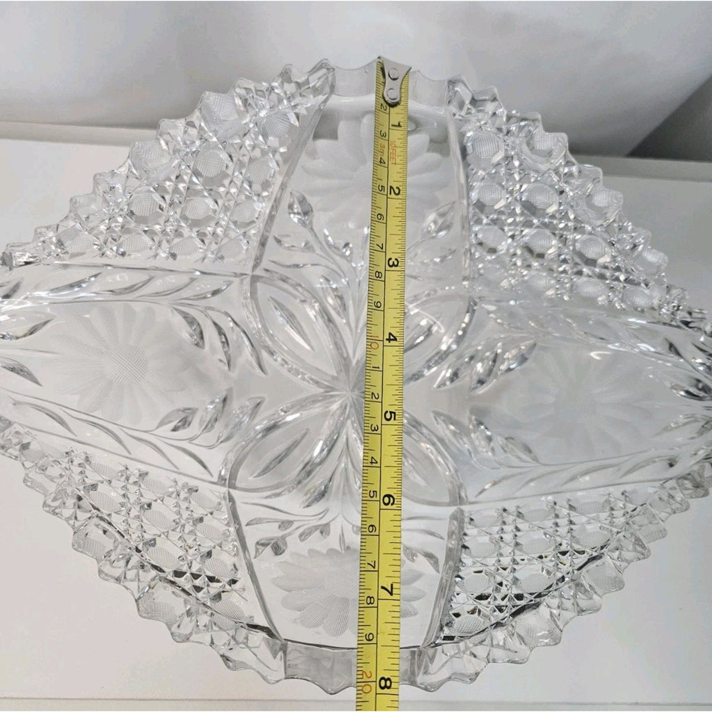 McKee Innovation EAPG Cut Crystal Fruit Bowl Floral Nearcut Pattern Antique