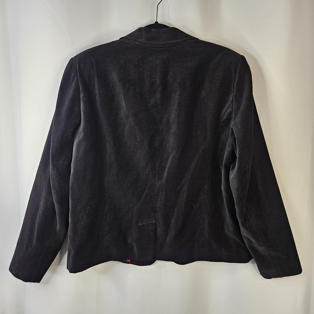 Studio Works Black Velvet Blazer with Pockets 3 Buttons Size Large