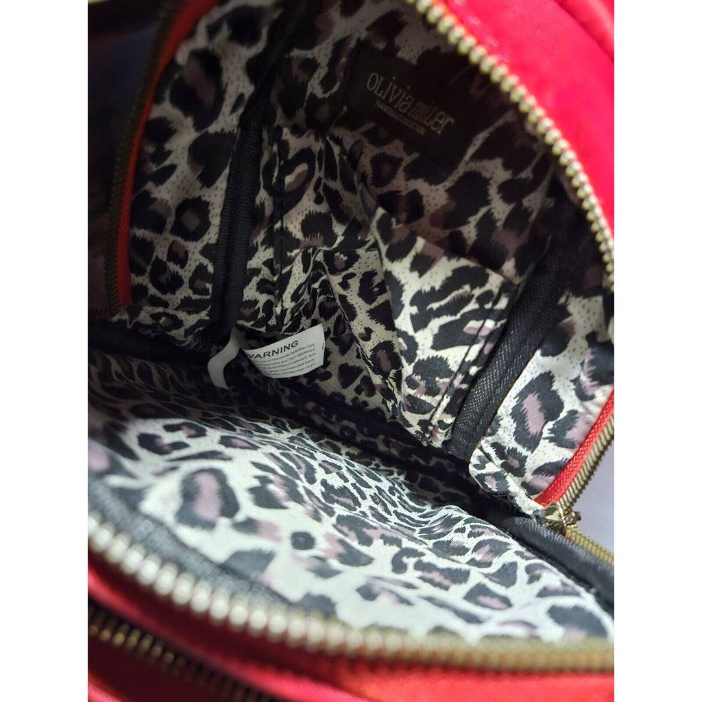Olivia Miller Riley Sling Bag Bright Red & Leopard Print Lining Crossbody