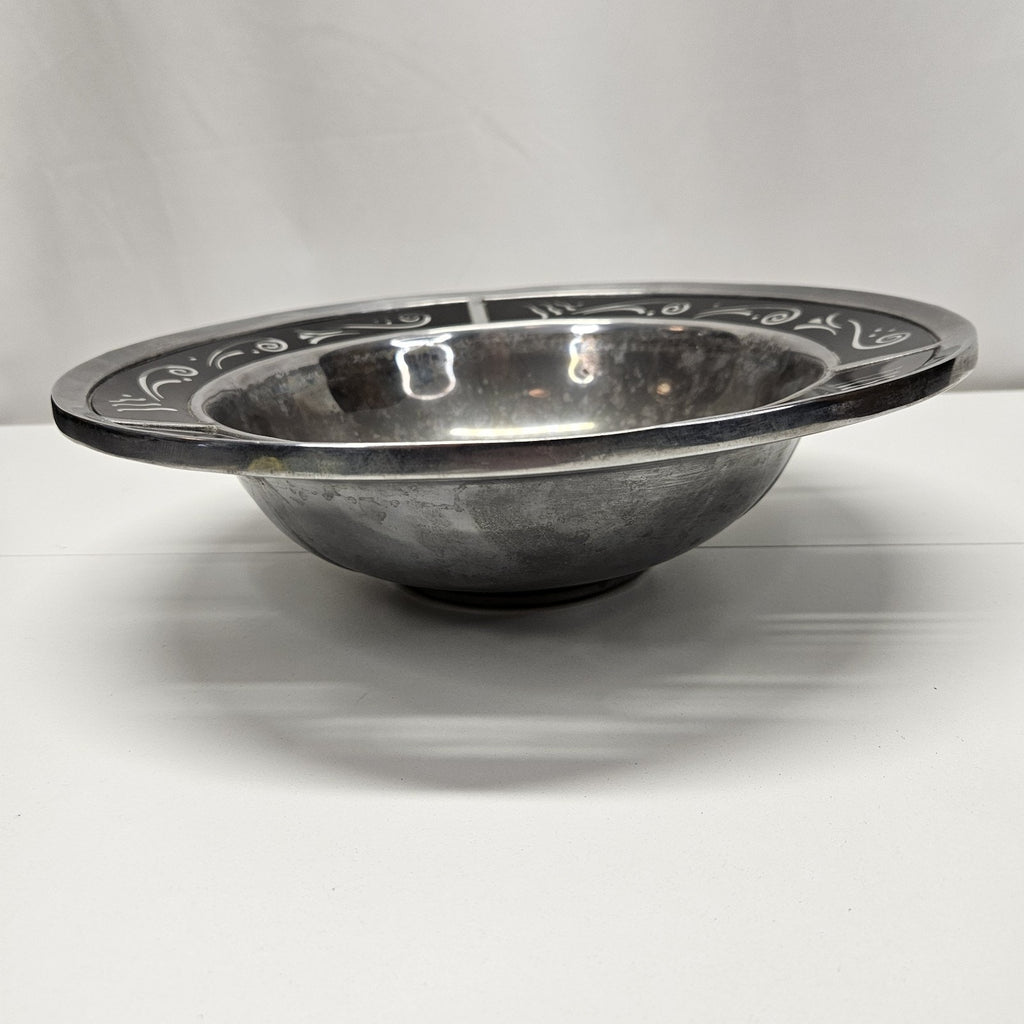 Vtg Lenox Metal Serveware SPYRO BLACK 13" Salad Serving Bowl Metal Serveware