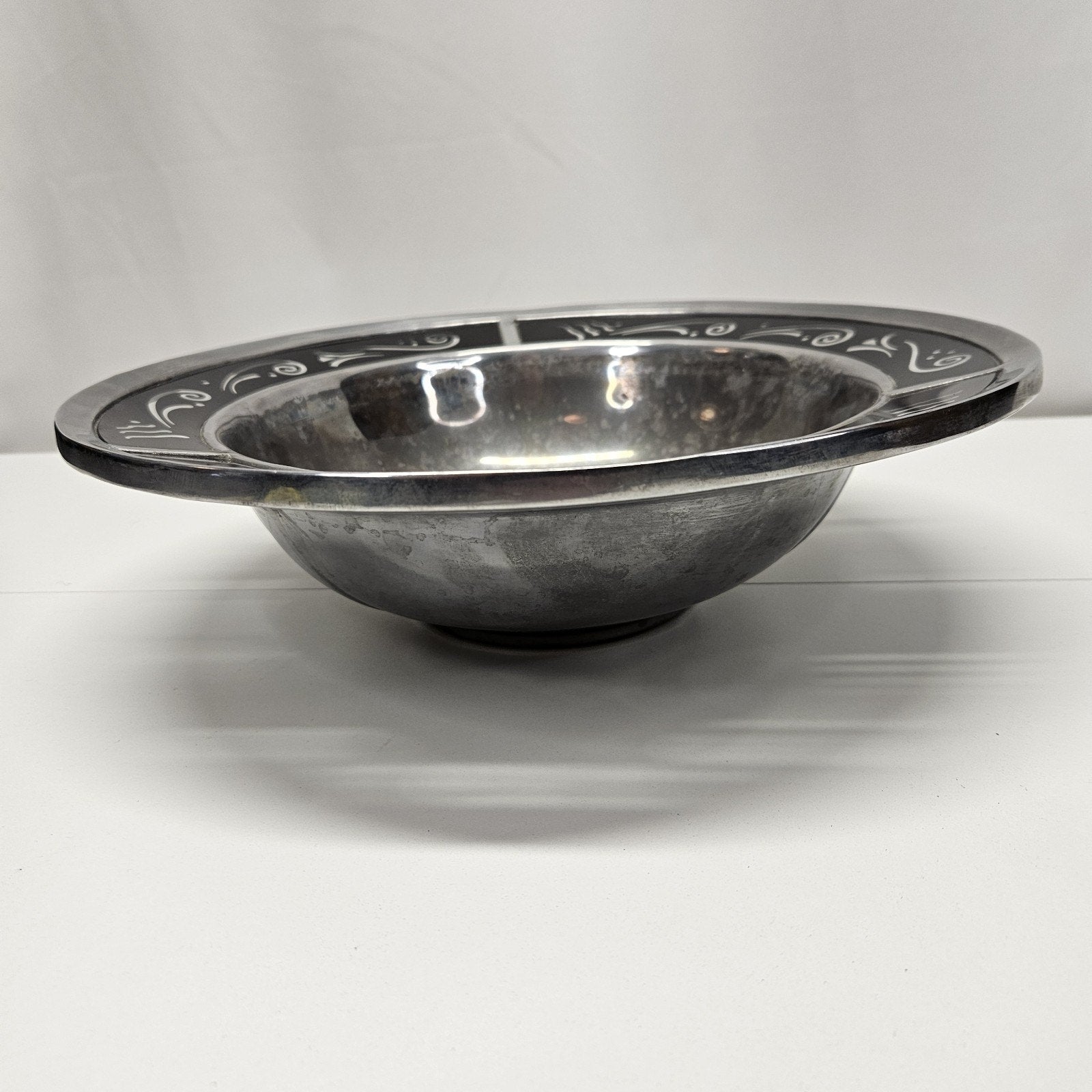 Vtg Lenox Metal Serveware SPYRO BLACK 13" Salad Serving Bowl Metal Serveware