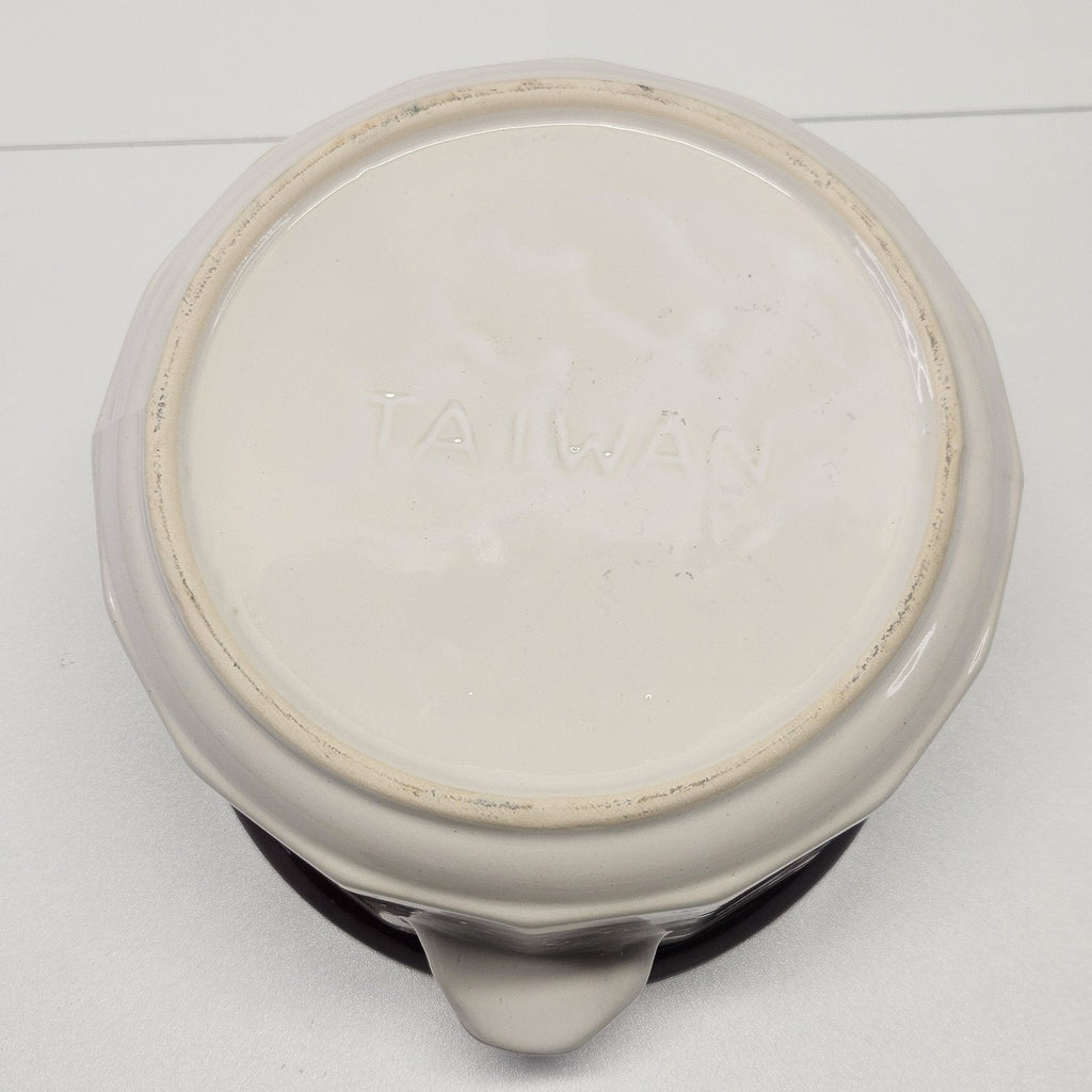 Vintage Stoneware Pottery Crock Pot Two-tone Brown Tan Glaze MCM Rustic