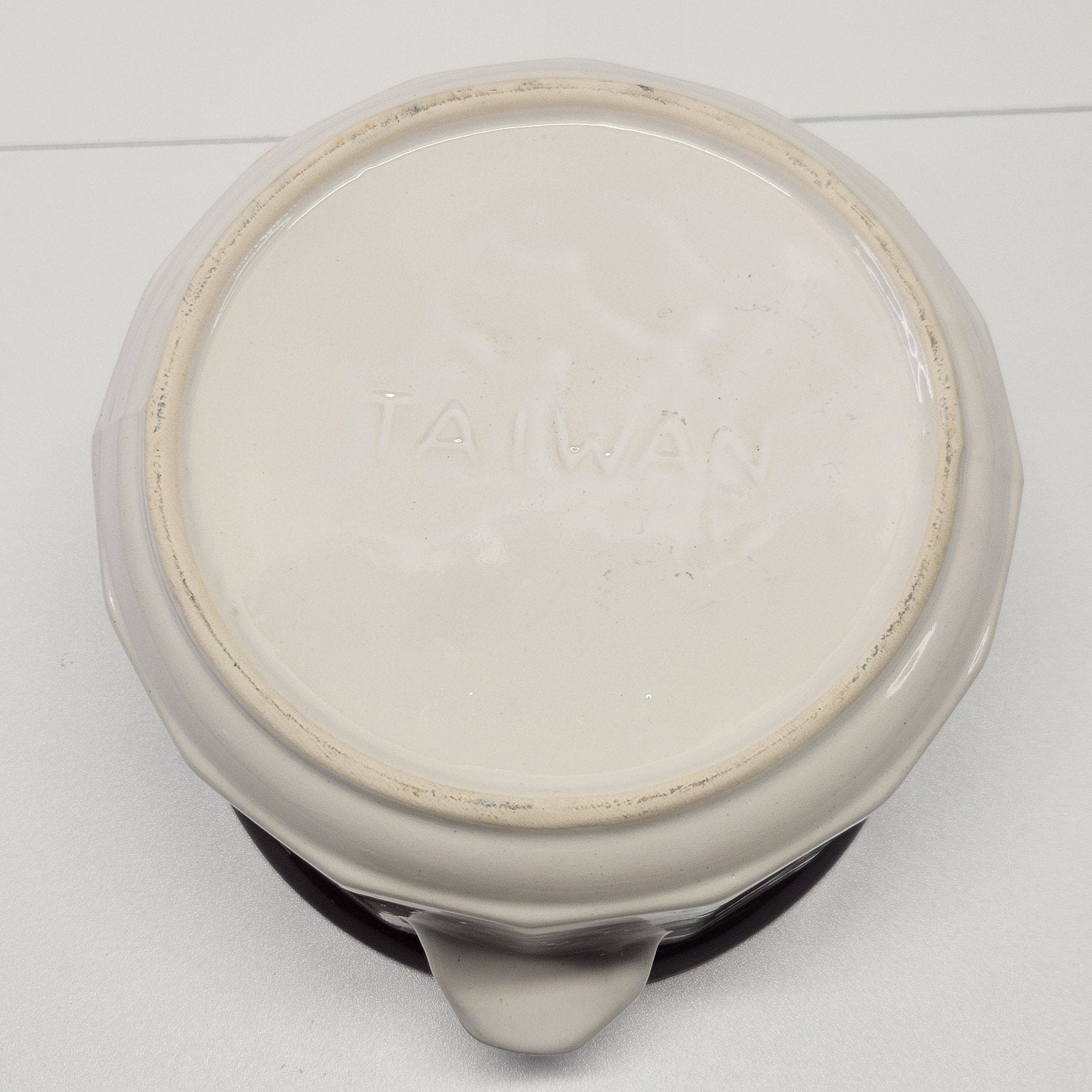 Vintage Stoneware Pottery Crock Pot Two-tone Brown Tan Glaze MCM Rustic