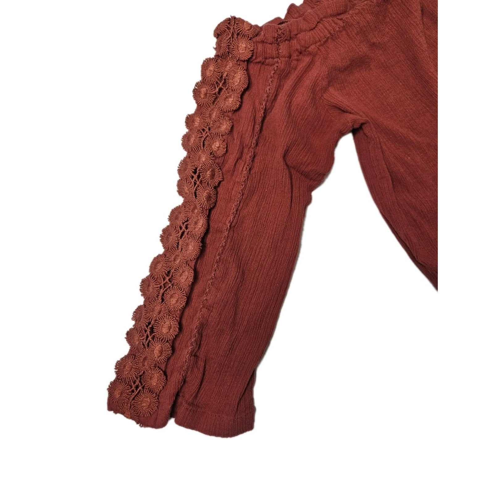 TopShop Off The Shoulder Boho Peasant Top Rust Orange Size US 6 Cropped