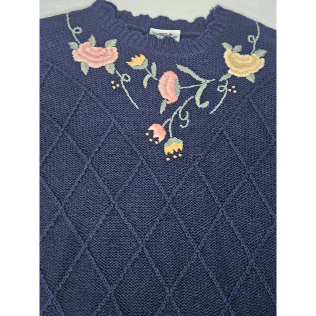 Vintage Northern Reflections Sweater Large Chunky Knit Cardigan Floral Cottage