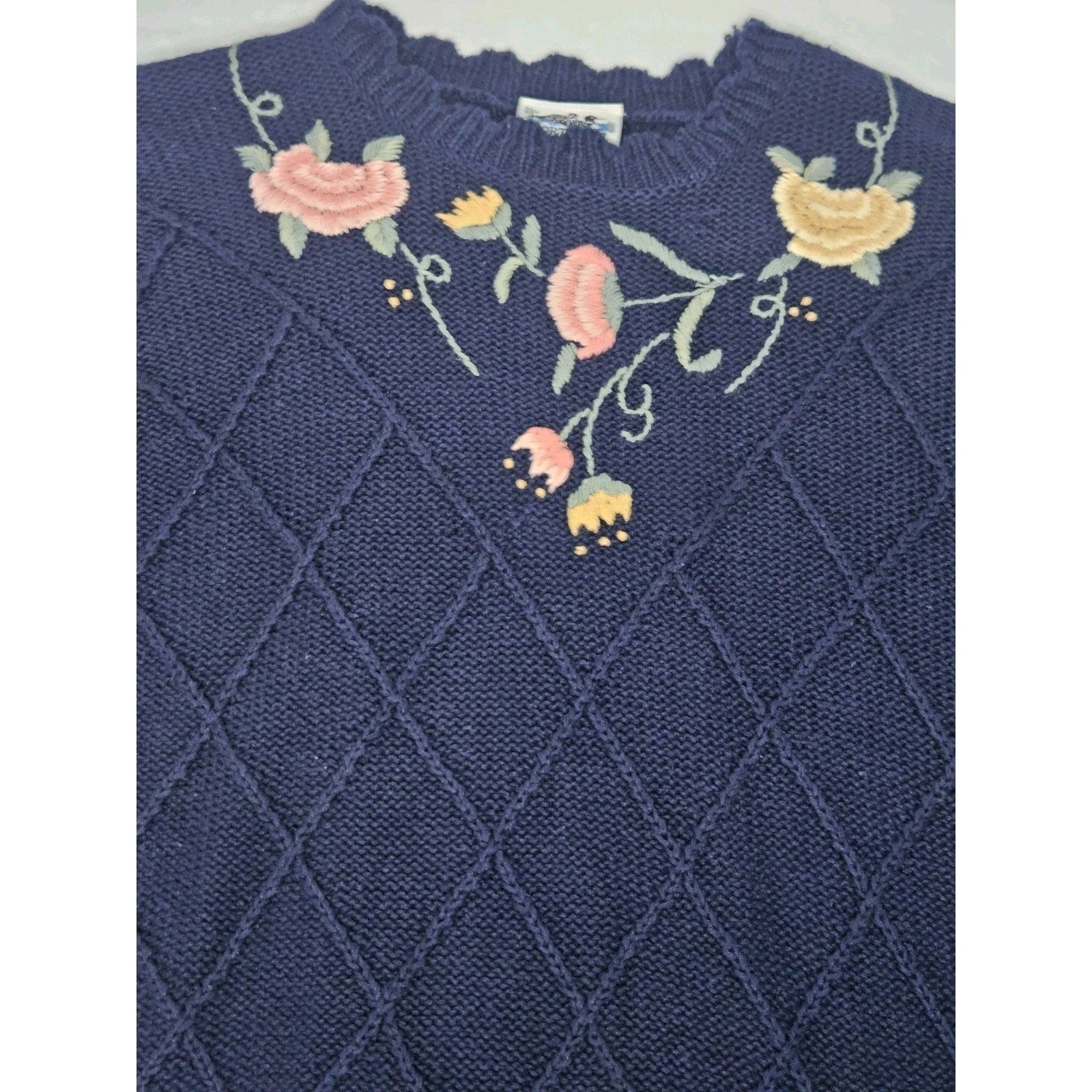 Vintage Northern Reflections Sweater Large Chunky Knit Cardigan Floral Cottage
