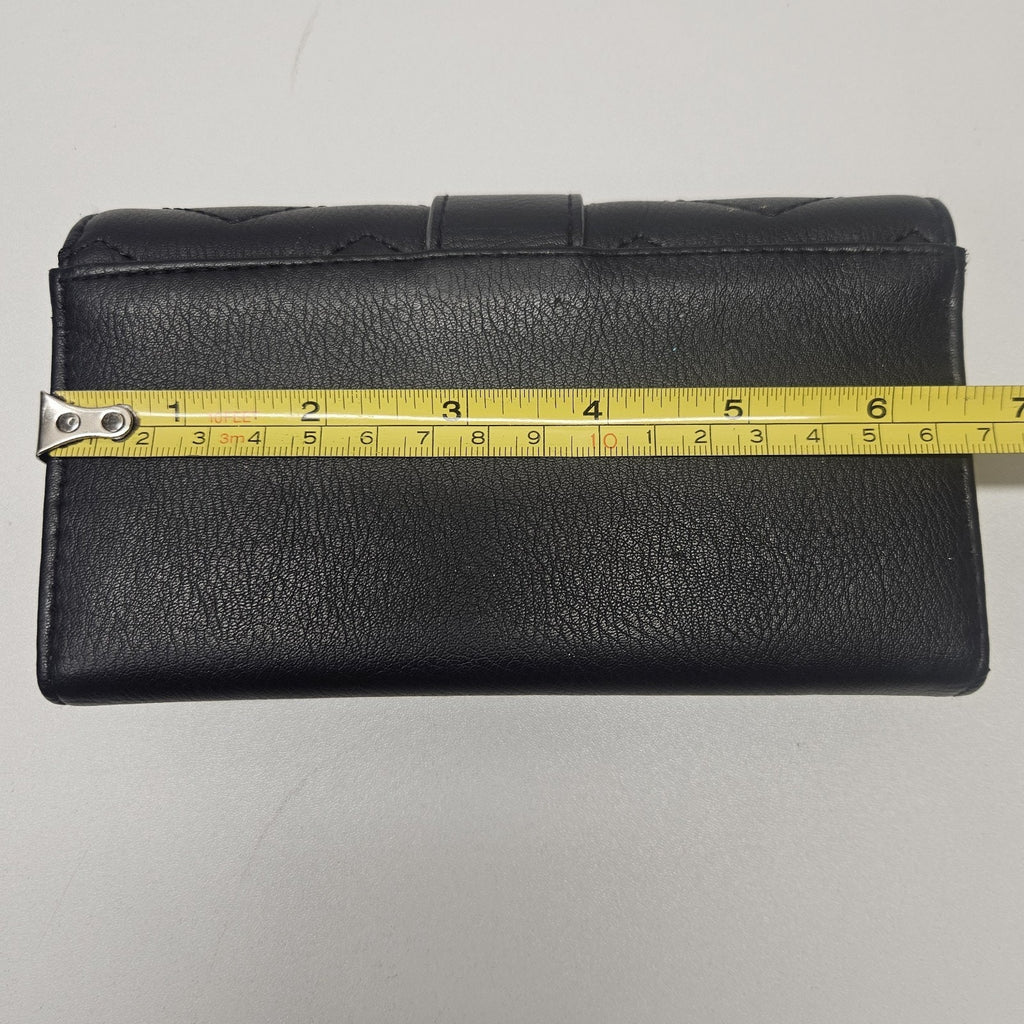 Enzo Angiolini Classic Black Trifold Wallet Gold Tone Accents