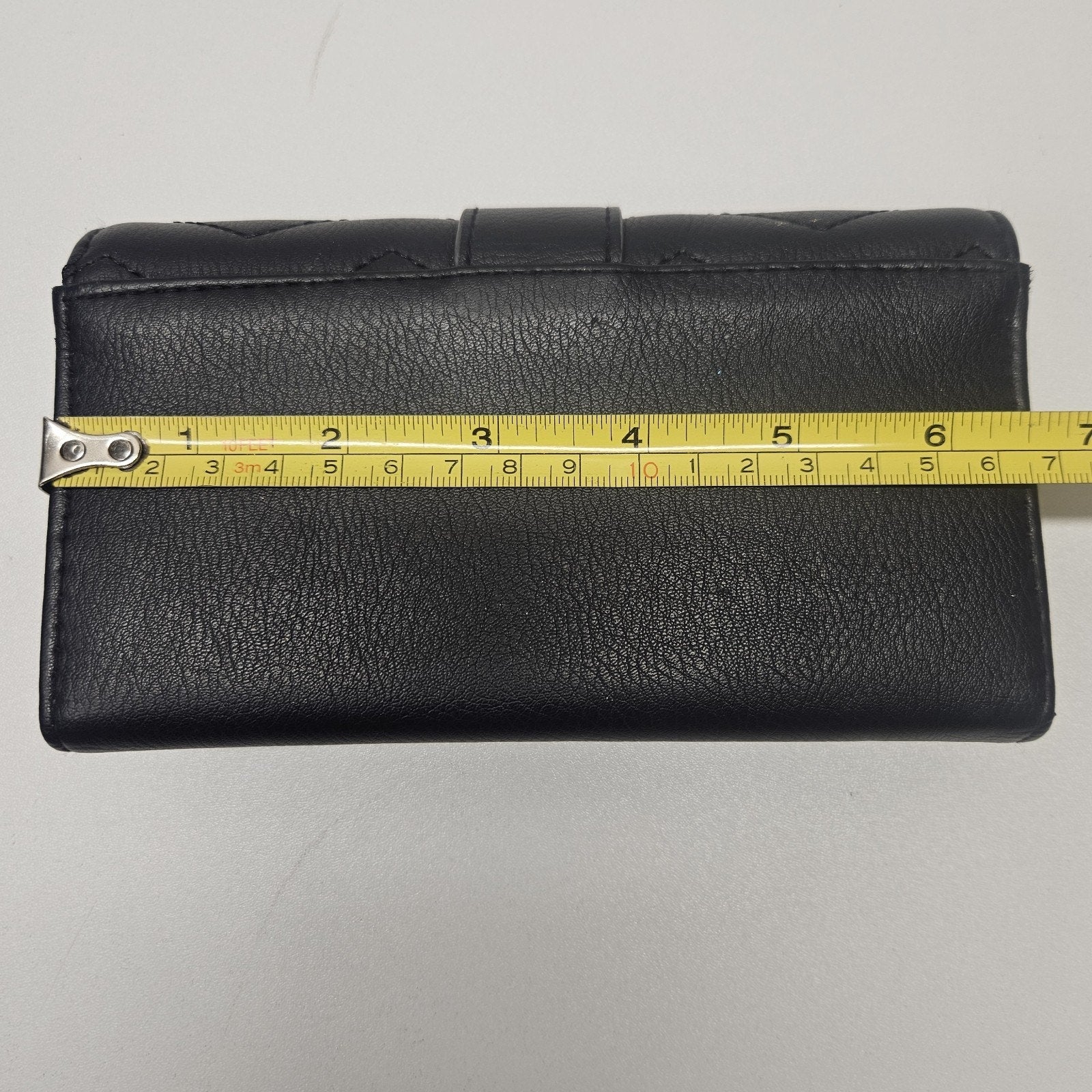 Enzo Angiolini Classic Black Trifold Wallet Gold Tone Accents