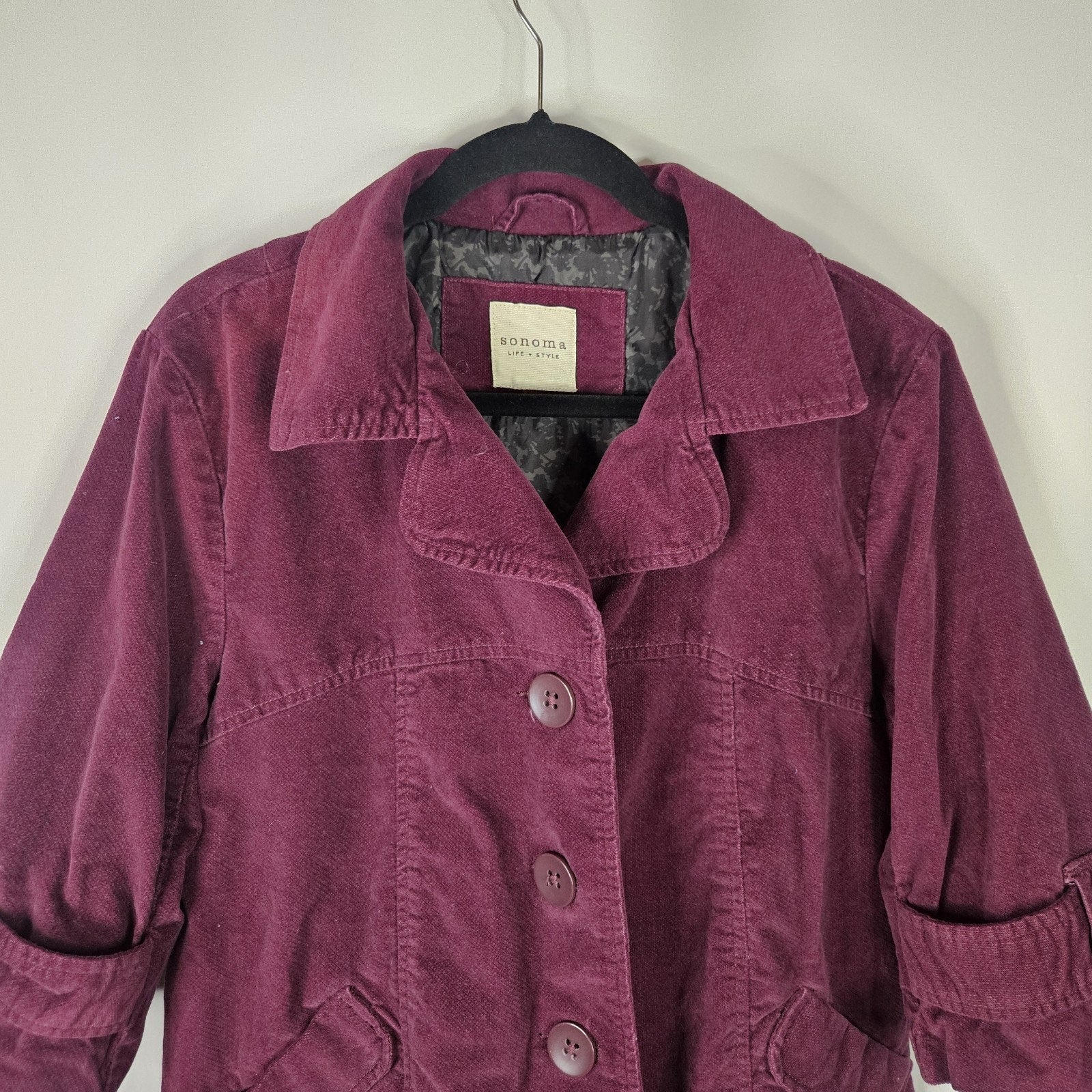 Y2K Cropped Crushed Velveteen Jacket Purple Short Coat Large