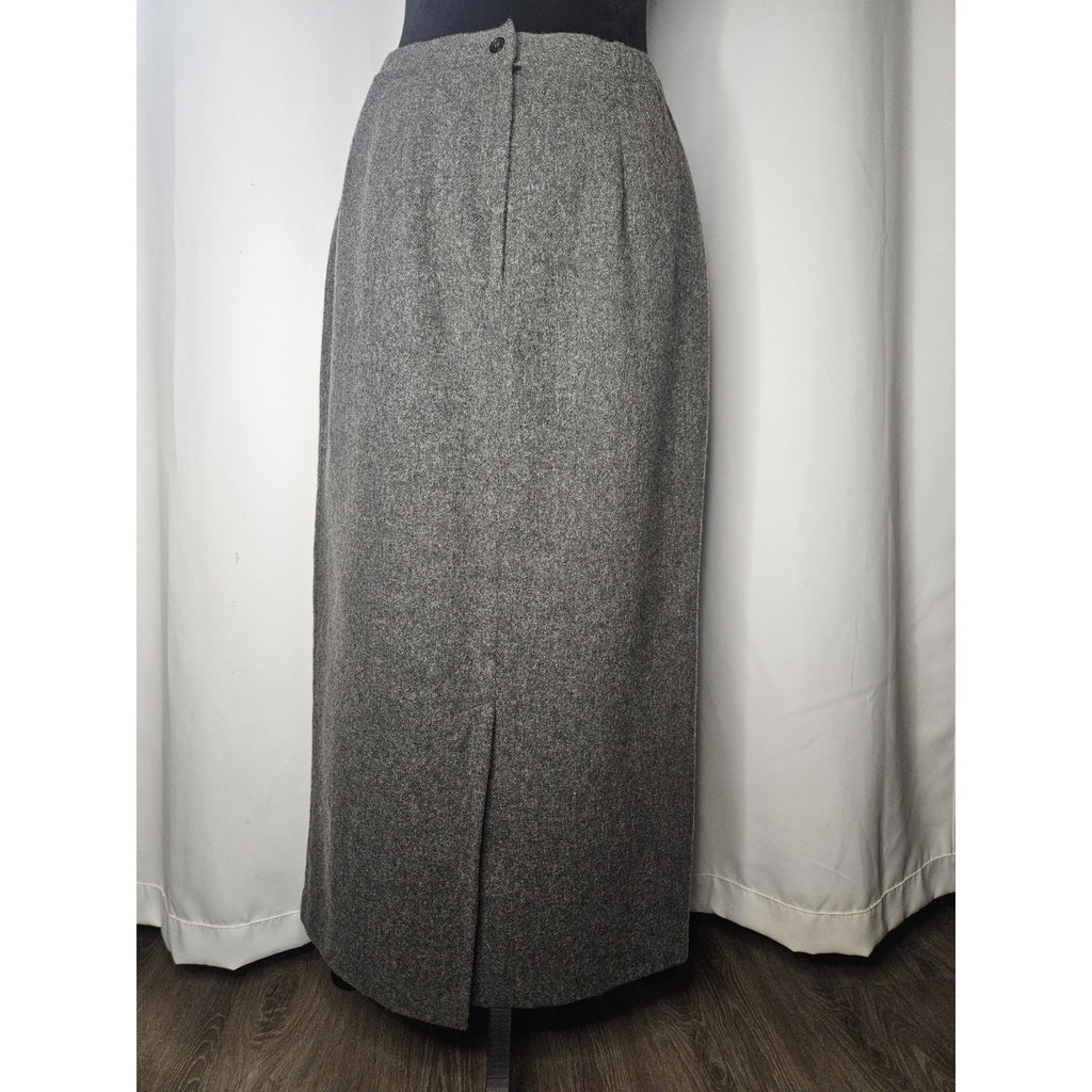 Vintage Woolrich Blend Midi Skirt Size 12 Gray Wool Zipper Lined Slit EUC
