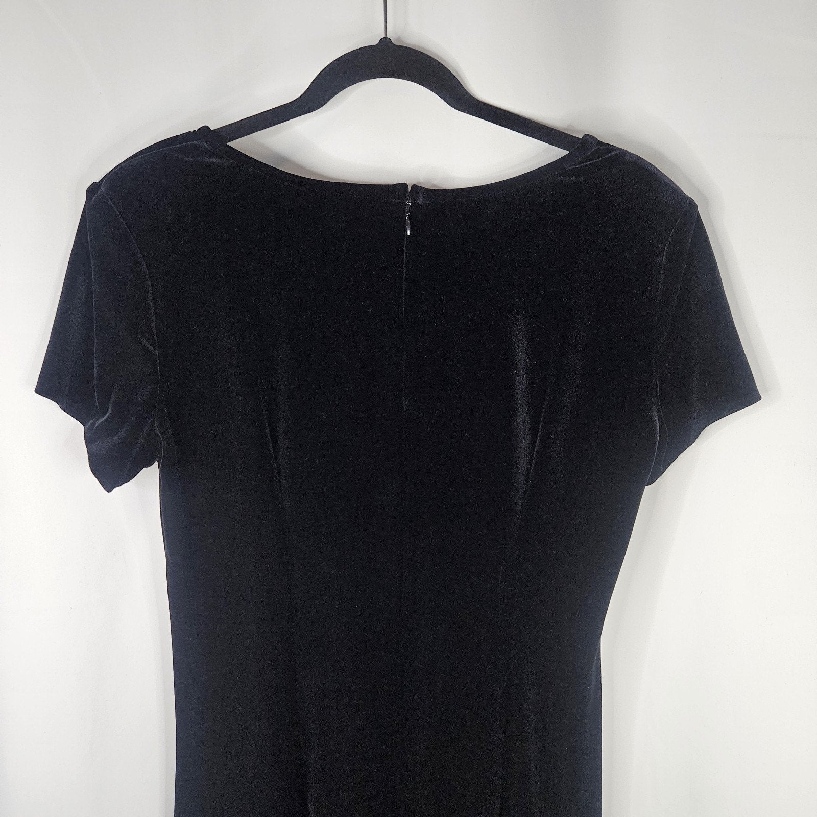 90s Jeffrey & Dara Evenings Black Velour Mini Dress Beaded Small Glam Holiday