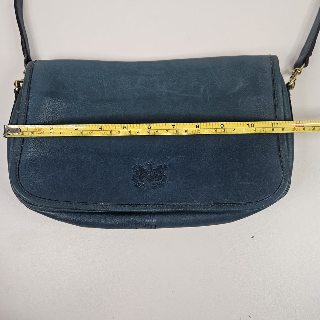 Vintage Mitchell USA Leather Shoulder Bag Purse Blue Classic Handbag