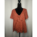 Torrid Jersey V-Neck Relaxed Tie Front Crop Top Terracotta Bossa Nova 0 Large