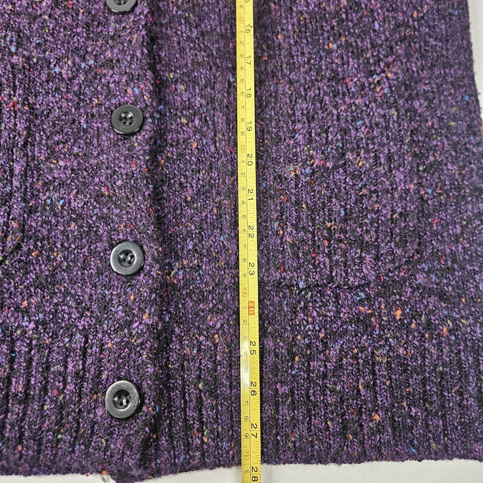 90s Chunky Knit Cardigan Sweater Purple Speckled Plus Size 1X Granny Cottage