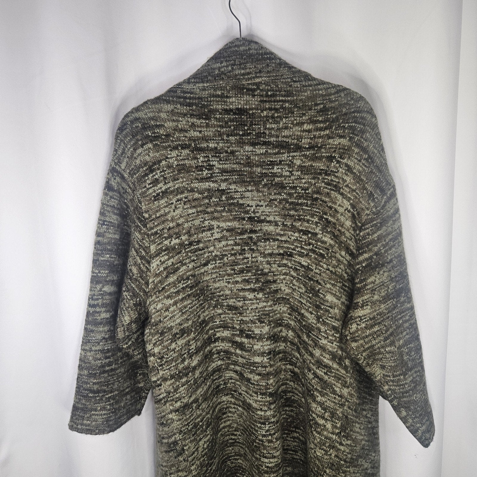 G.I.L.I. Women's Knit Sweater Cardigan Green Open Fringe M-XL PETITE NWOT Boho