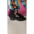 Carlos Santana Layne Ankle Boots Floral Embroidery Faux Suede Side Zip Size 9 M