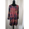 Women's Tie Dye Lightweight Baby Doll Peasant Dress Size XL Keyhole Back