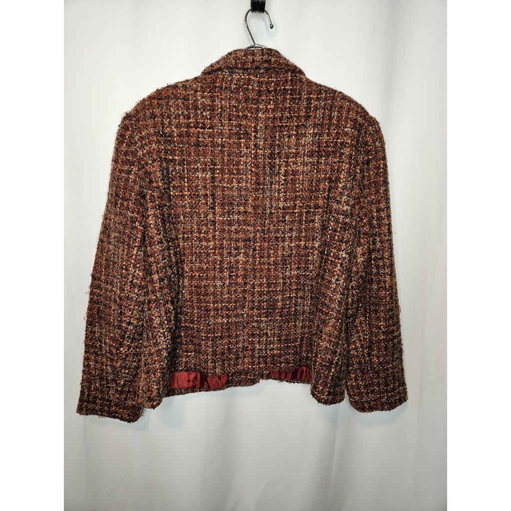 Vintage 80s Requirements Burgundy Tweed Academia Lightweight Blazer Jacket 16